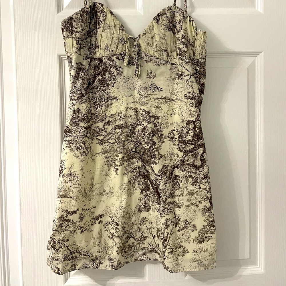 Mini Dress with Old fashion Vintage Sketch Print.
